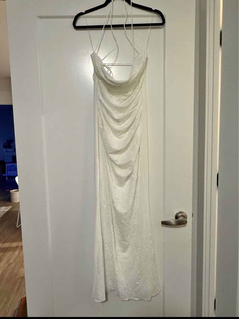 Peppermayo White Sparkle Cowl Neck Bridal Slip Dress